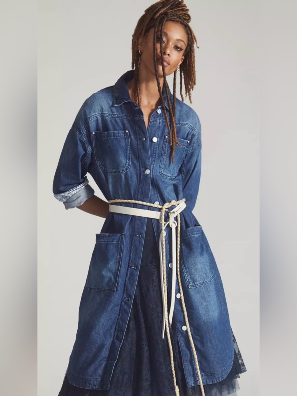 Pilcro Draped Denim Duster Size XS